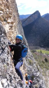 Charlotte Guillouet performing rock climbing