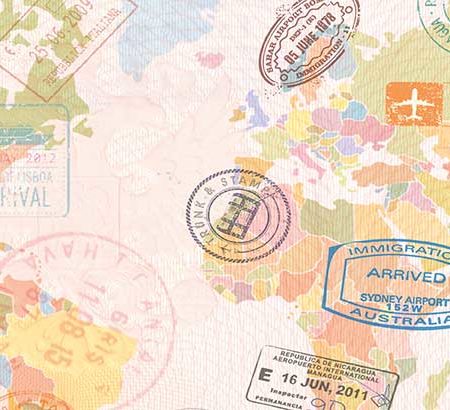 Passport world map stamps